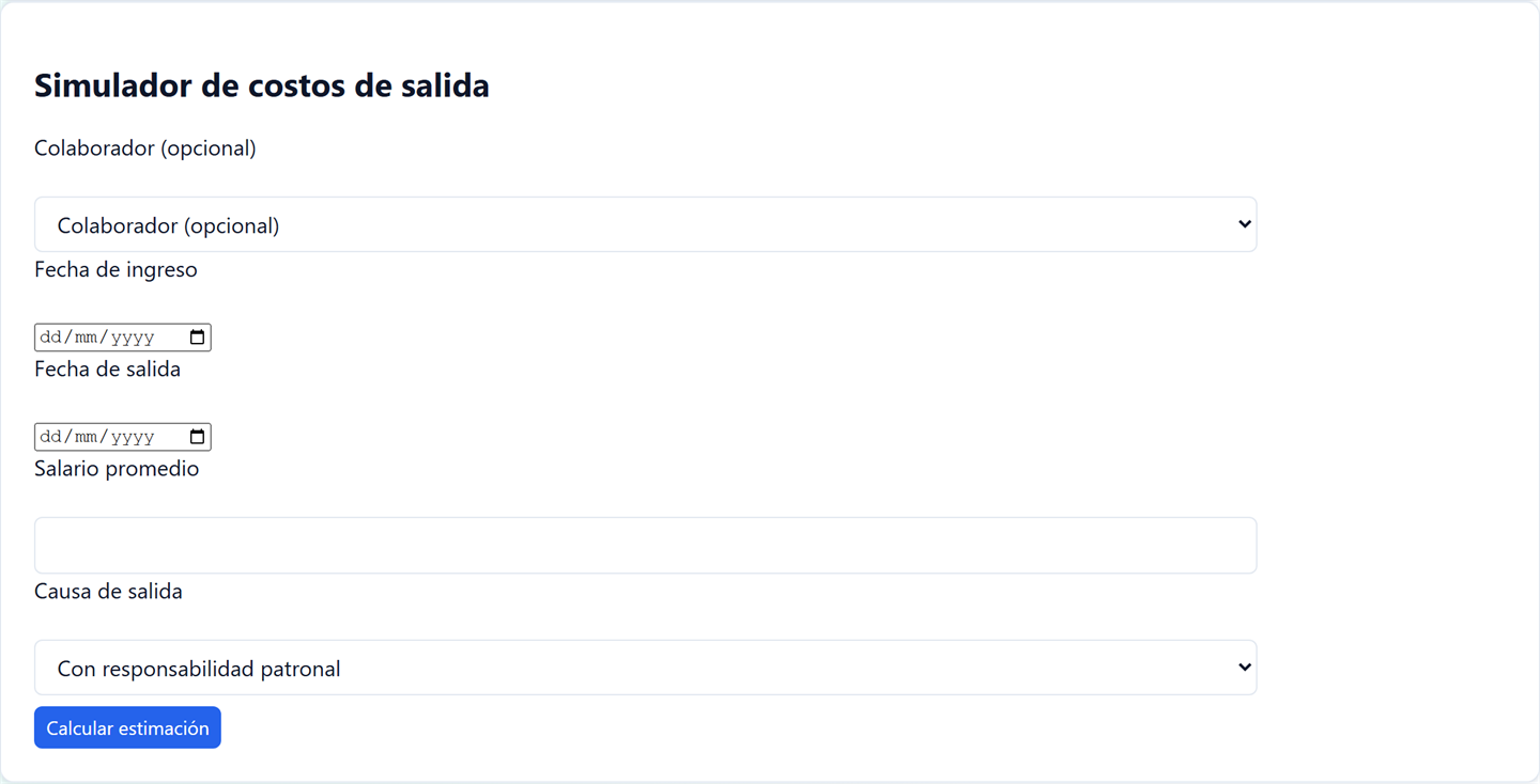 Simulador de costos de salida en la analítica