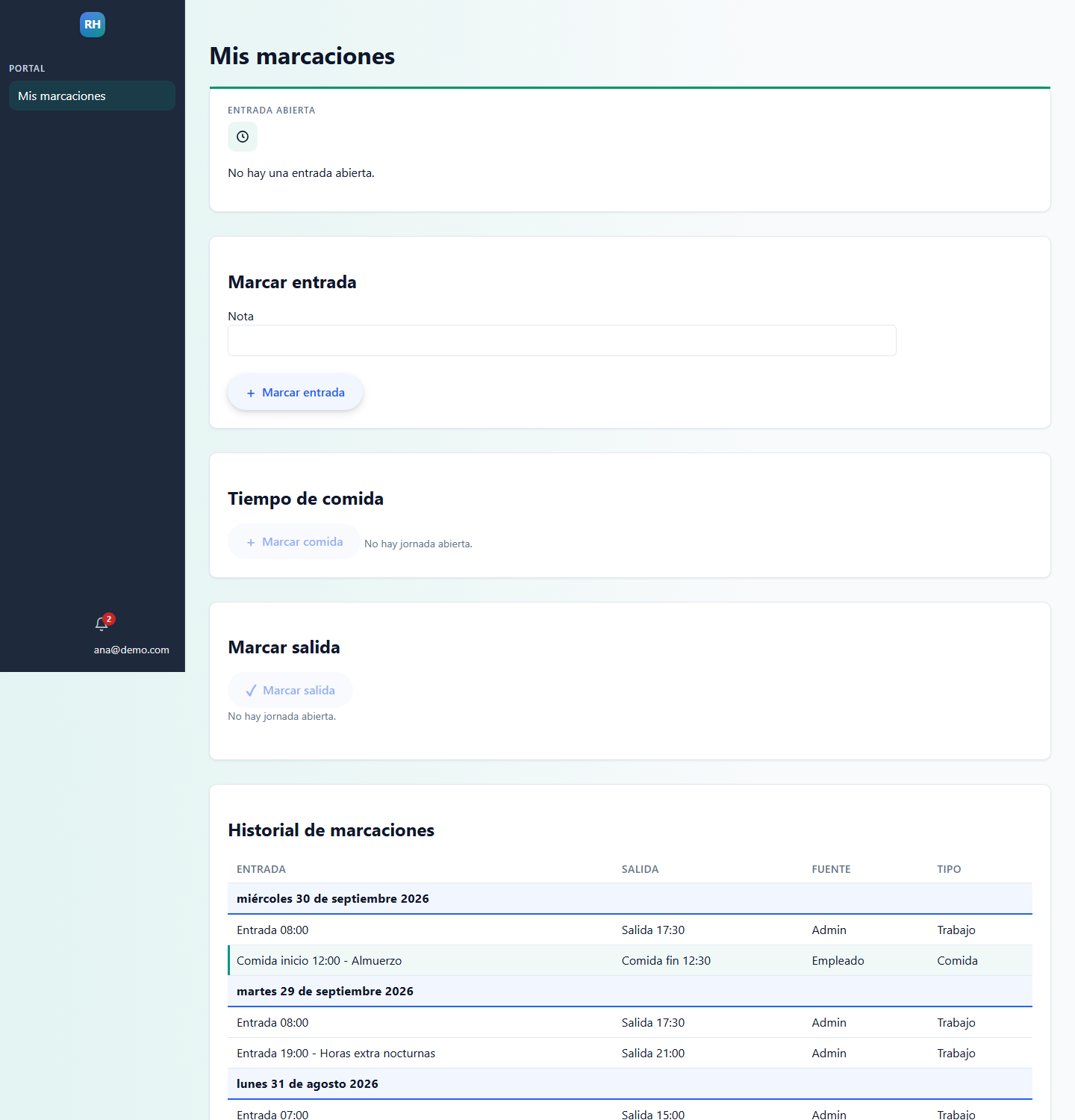 Portal del colaborador con marcas y autoservicio